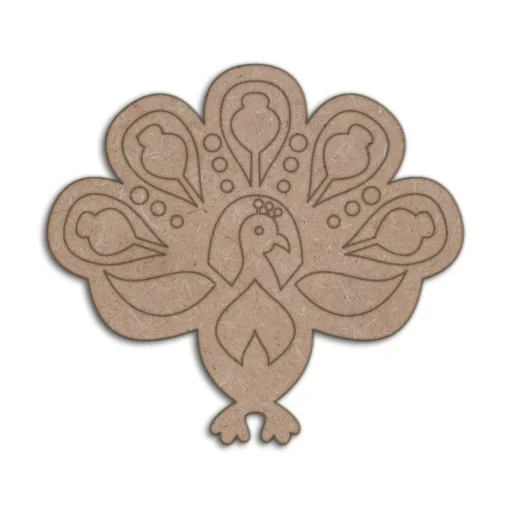 Wooden MDF Cutout Peacock for Art and Craft